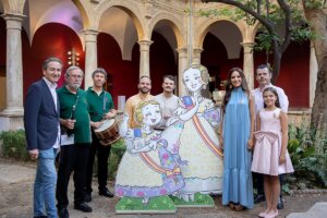 Entrega a las FFMMV 2024 de sus ninots-retratos por Ceballos y Sanabrias